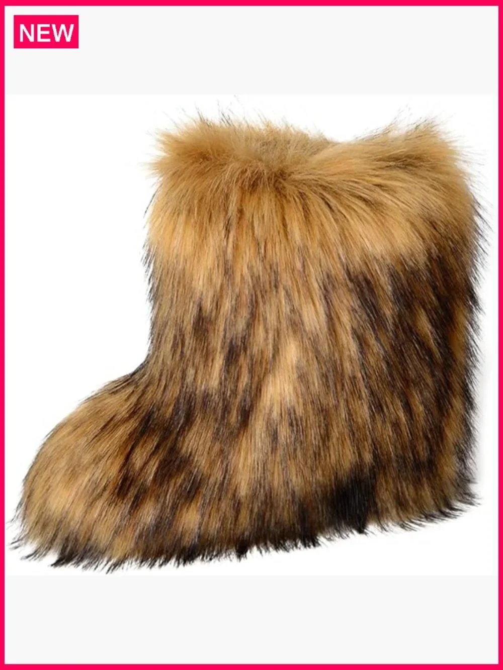 Fur Boots for Women Winter Fluffy Furry Flat Heel Snow Boots, 8 Wide